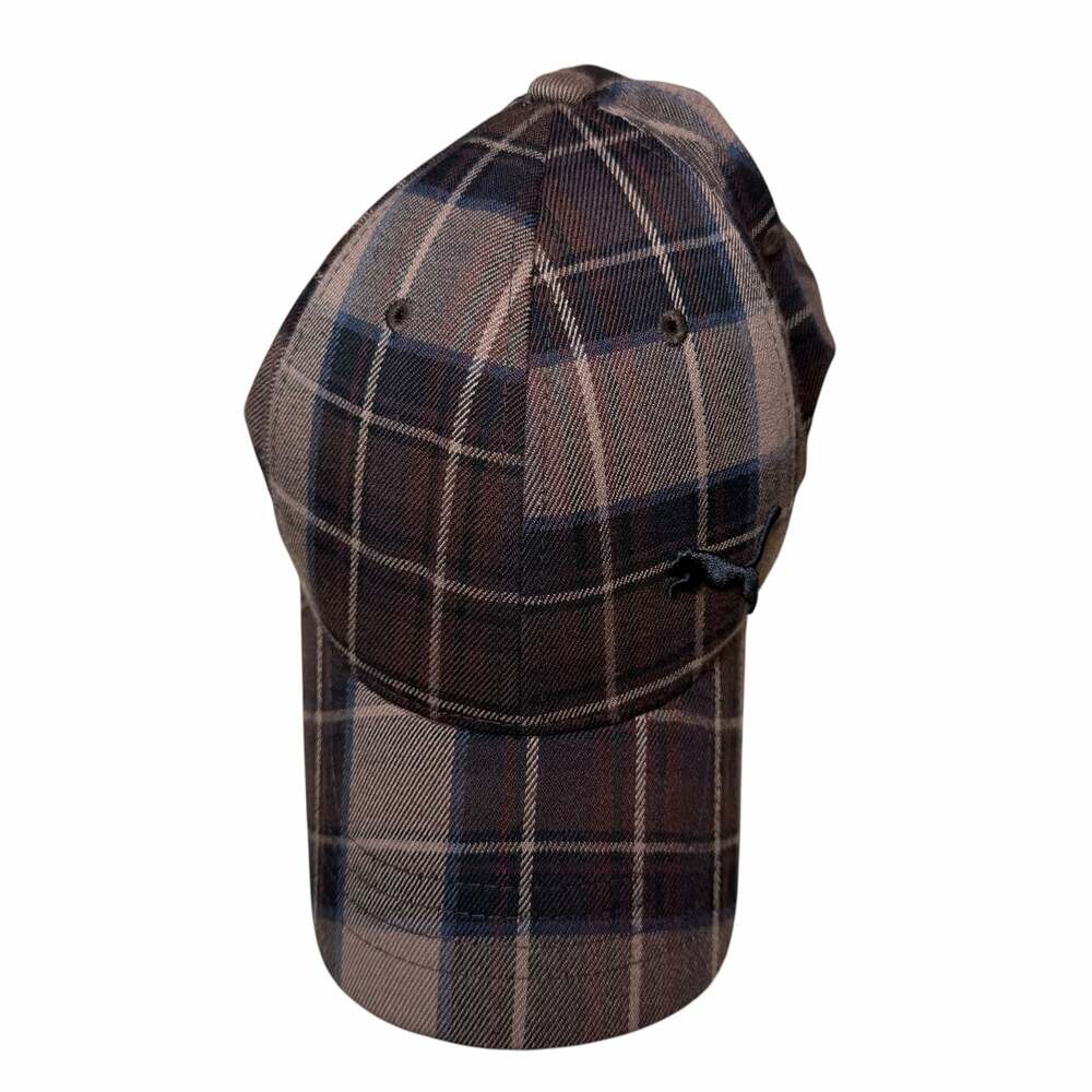 Puma Brown Plaid Flexfit Baseball Cap Hat S/M